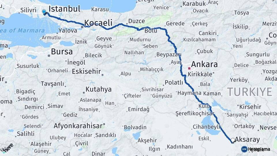 İstanbul Bayrampaşa Aksaray Arası Kaç Km - Yol Haritası