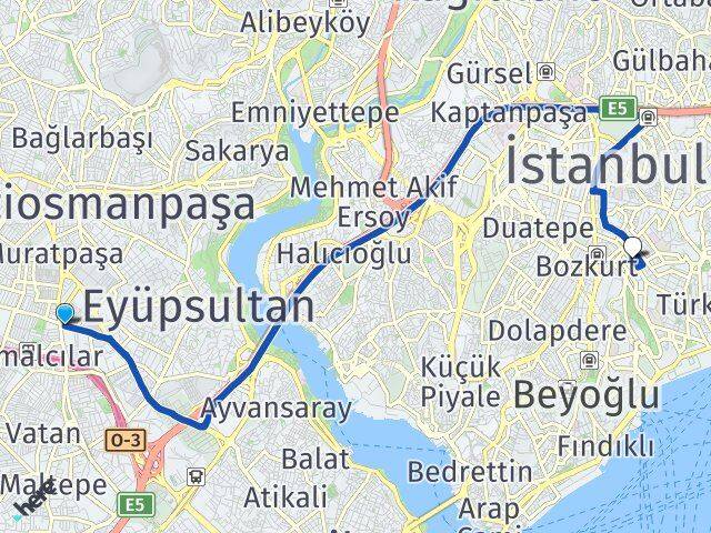 İstanbul Bayrampaşa Nişantaşı Şişli Arası Kaç Km - Yol Haritası