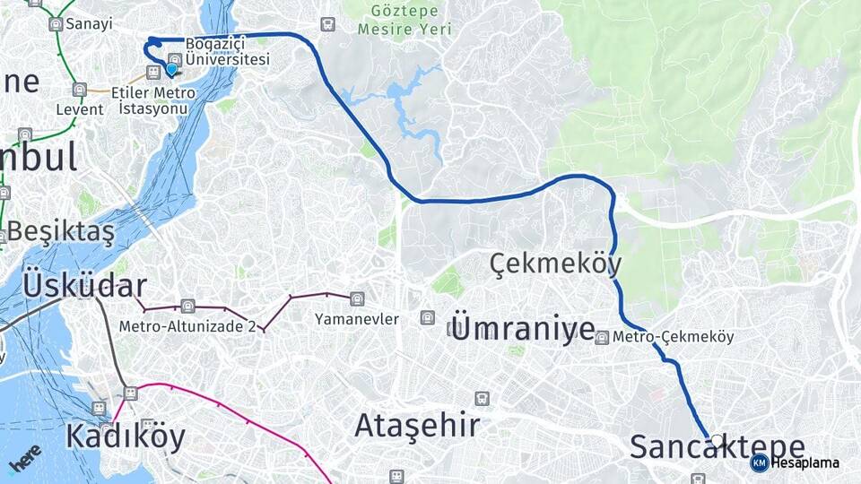 İstanbul Beşiktaş Bebek Sancaktepe Arası Kaç Km - Yol Haritası