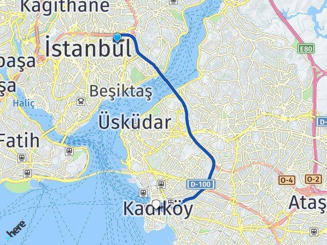 İstanbul Beşiktaş Gayrettepe Kadıköy Arası Kaç Km - Yol Haritası