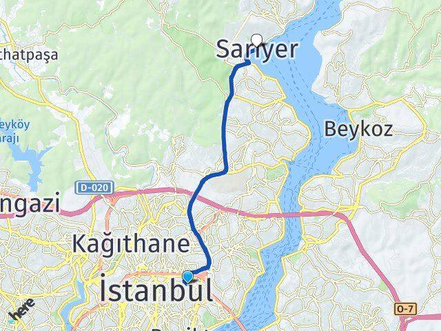 İstanbul Beşiktaş Gayrettepe Sarıyer Arası Kaç Km - Yol Haritası