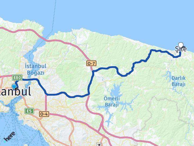 İstanbul Beşiktaş Gayrettepe Şile Arası Kaç Km - Yol Haritası