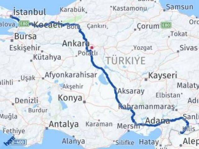 İstanbul Beşiktaş Kilis Arası Kaç Km - Yol Haritası
