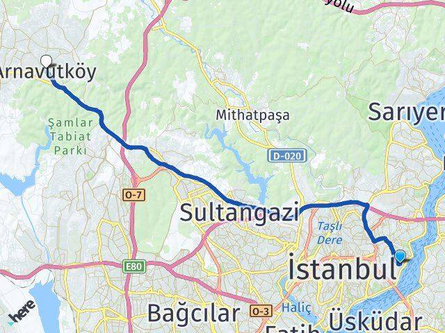 İstanbul Beşiktaş Kuruçeşme Arnavutköy Arası Kaç Km - Yol Haritası