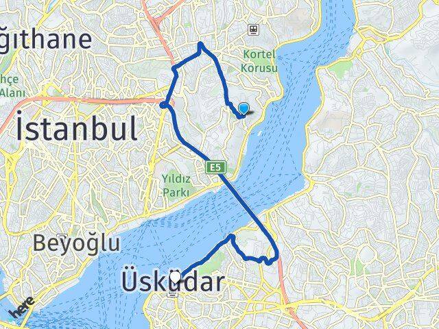 İstanbul Beşiktaş Kuruçeşme Üsküdar Arası Kaç Km - Yol Haritası