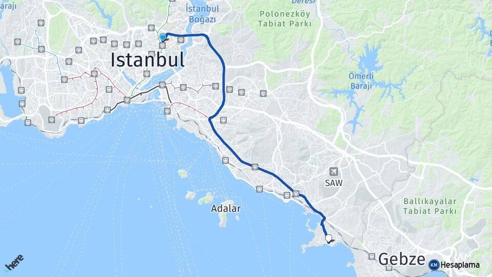İstanbul Beşiktaş Levent Tuzla Arası Kaç Km - Yol Haritası