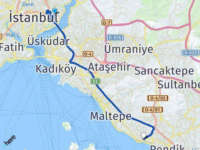 İstanbul Beşiktaş Ulus Kartal Arası Kaç Km - Yol Haritası
