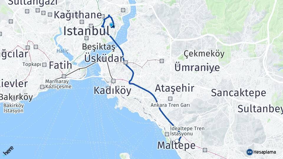 İstanbul Beşiktaş Ulus Maltepe Arası Kaç Km - Yol Haritası