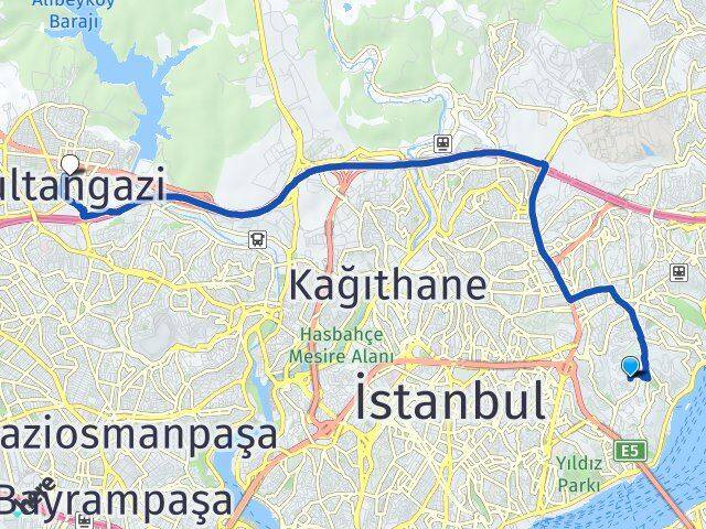 İstanbul Beşiktaş Ulus Sultangazi Arası Kaç Km - Yol Haritası