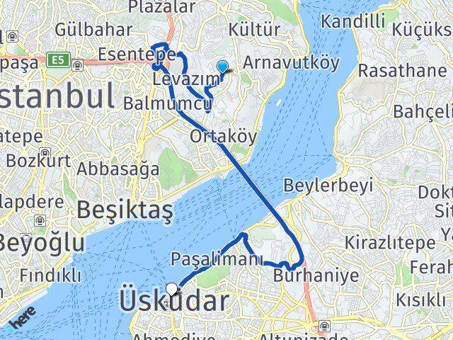 İstanbul Beşiktaş Ulus Üsküdar Arası Kaç Km - Yol Haritası