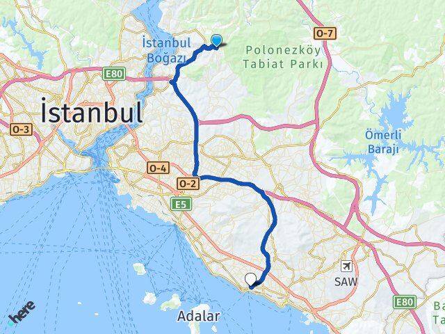 İstanbul Beykoz Acarlar Kartal Arası Kaç Km - Yol Haritası