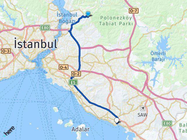 İstanbul Beykoz Acarlar Pendik Arası Kaç Km - Yol Haritası