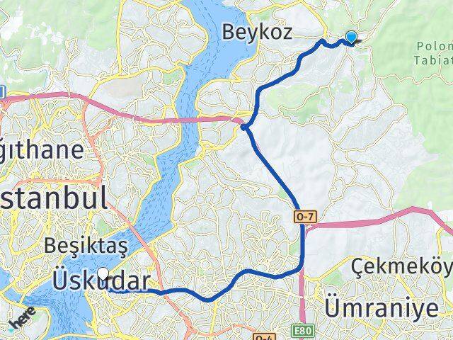 İstanbul Beykoz Acarlar Üsküdar Arası Kaç Km - Yol Haritası