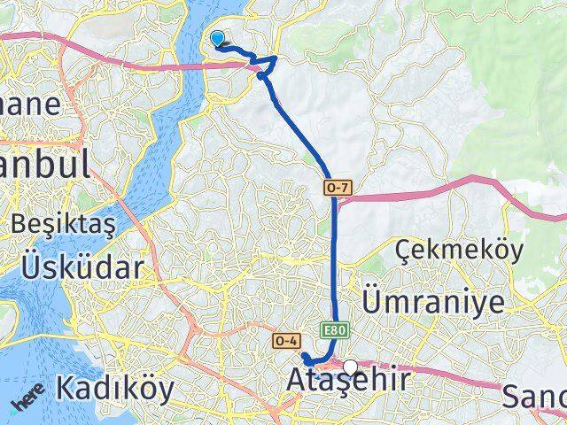 İstanbul Beykoz Kanlıca Ataşehir Arası Kaç Km - Yol Haritası