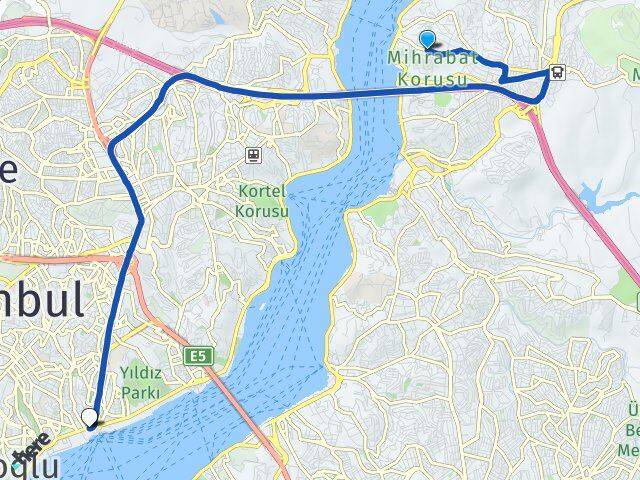 İstanbul Beykoz Kanlıca Beşiktaş Arası Kaç Km - Yol Haritası