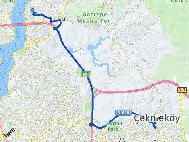 İstanbul Beykoz Kanlıca Çekmeköy Arası Kaç Km - Yol Haritası