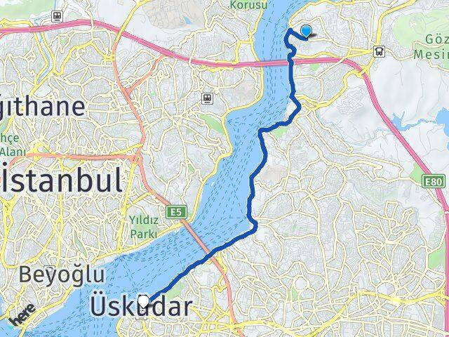 İstanbul Beykoz Kanlıca Üsküdar Arası Kaç Km - Yol Haritası