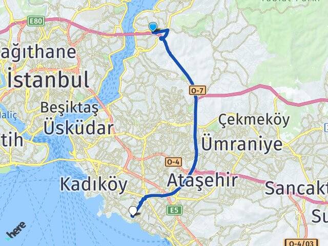 İstanbul Beykoz Kavacık Caddebostan Kadıköy Arası Kaç Km - Yol Haritası