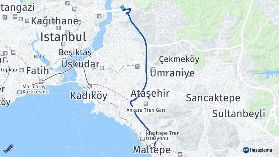 İstanbul Beykoz Kavacık Maltepe Arası Kaç Km - Yol Haritası