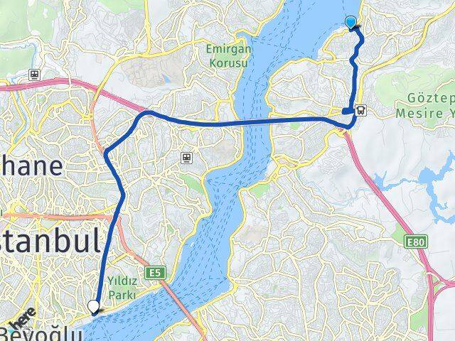 İstanbul Beykoz Paşabahçe Beşiktaş Arası Kaç Km - Yol Haritası