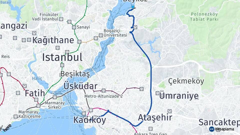 İstanbul Beykoz Paşabahçe Kadıköy Arası Kaç Km - Yol Haritası