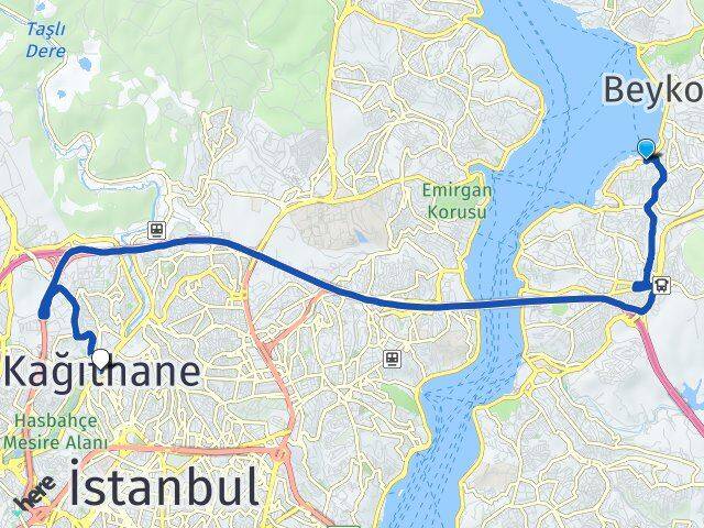 İstanbul Beykoz Paşabahçe Kağıthane Arası Kaç Km - Yol Haritası