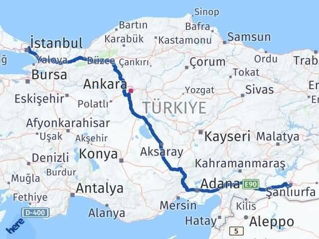 İstanbul Beykoz Şanlıurfa Arası Kaç Km - Yol Haritası