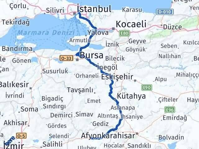 İstanbul Beykoz Uşak Arası Kaç Km - Yol Haritası