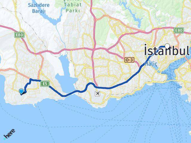 İstanbul Beylikdüzü Kavaklı Şişli Arası Kaç Km - Yol Haritası