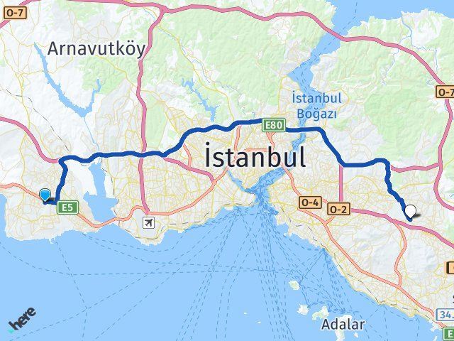 istanbul beylikduzu sancaktepe istanbul arasi kac km