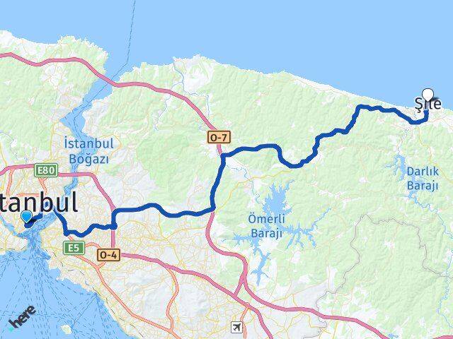 İstanbul Beyoğlu Cihangir Şile Arası Kaç Km - Yol Haritası