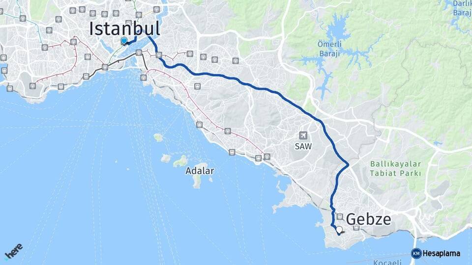 İstanbul Beyoğlu Darıca Kocaeli Arası Kaç Km - Yol Haritası