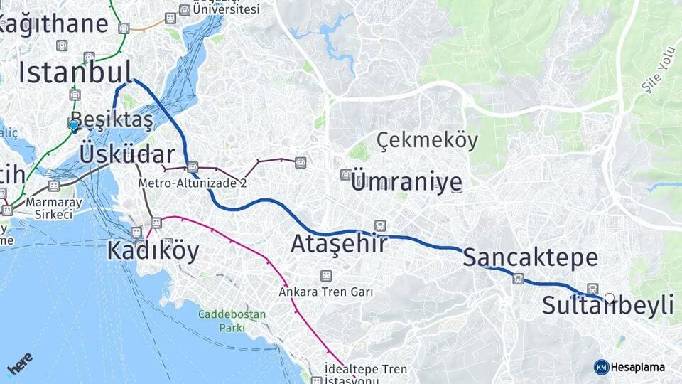 İstanbul Beyoğlu Sultanbeyli Arası Kaç Km - Yol Haritası
