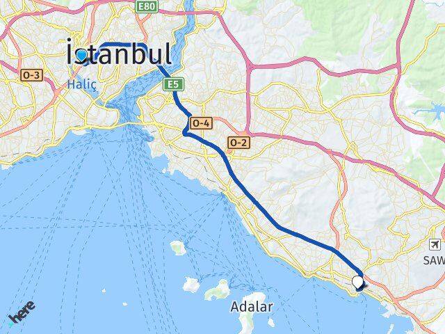 İstanbul Beyoğlu Sütlüce Pendik Arası Kaç Km - Yol Haritası