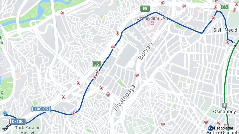 İstanbul Beyoğlu Sütlüce Şişli Arası Kaç Km - Yol Haritası