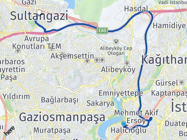 İstanbul Beyoğlu Sütlüce Sultangazi Arası Kaç Km - Yol Haritası