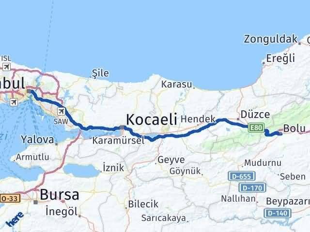 istanbul bolu arasi kac km kac saat yol tarifi
