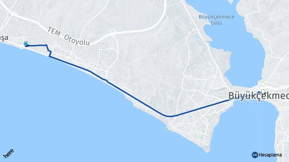 İstanbul Büyükçekmece Celaliye Büyükçekmece Arası Kaç Km - Yol Haritası