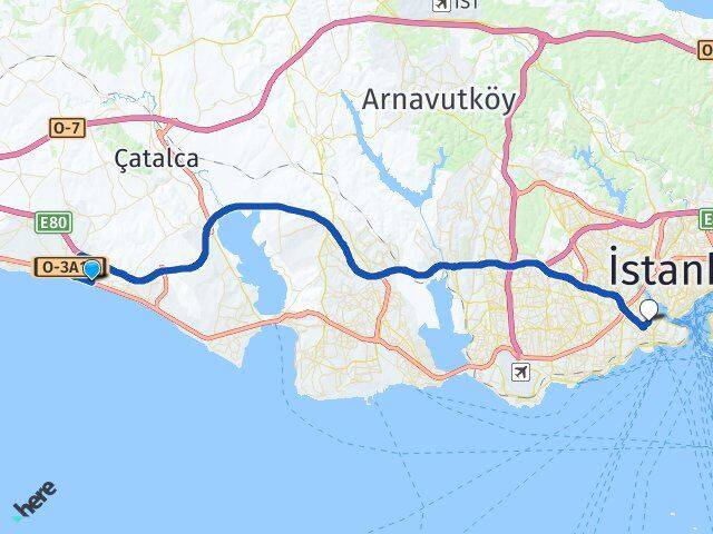 İstanbul Büyükçekmece Celaliye Fatih Arası Kaç Km - Yol Haritası