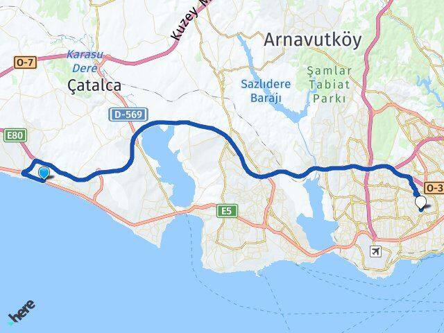 İstanbul Büyükçekmece Celaliye Güngören Arası Kaç Km - Yol Haritası