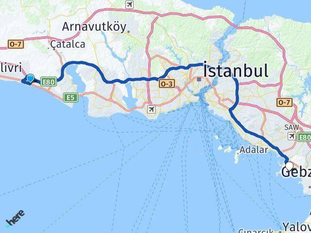 İstanbul Büyükçekmece Celaliye Tuzla Arası Kaç Km - Yol Haritası