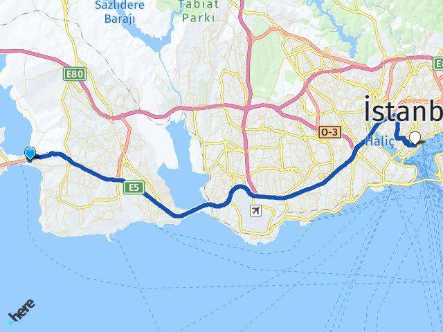 İstanbul Büyükçekmece Cihangir Beyoğlu Arası Kaç Km - Yol Haritası