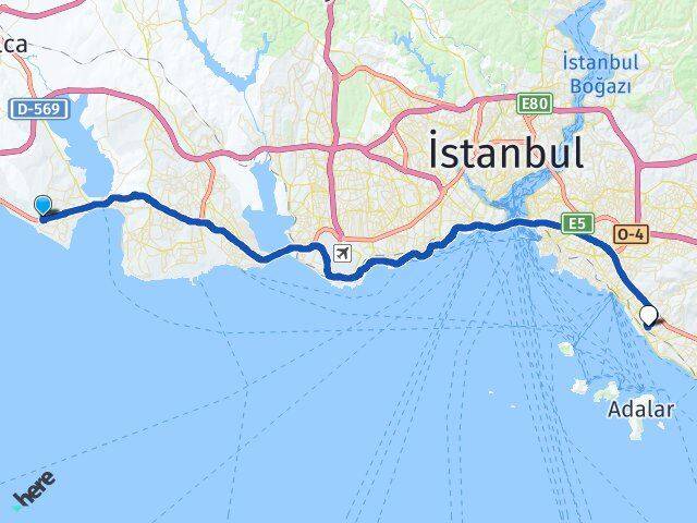 İstanbul Büyükçekmece Güzelce Maltepe Arası Kaç Km - Yol Haritası