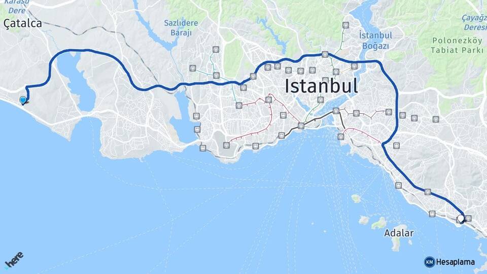 İstanbul Büyükçekmece Kumburgaz Pendik Arası Kaç Km - Yol Haritası