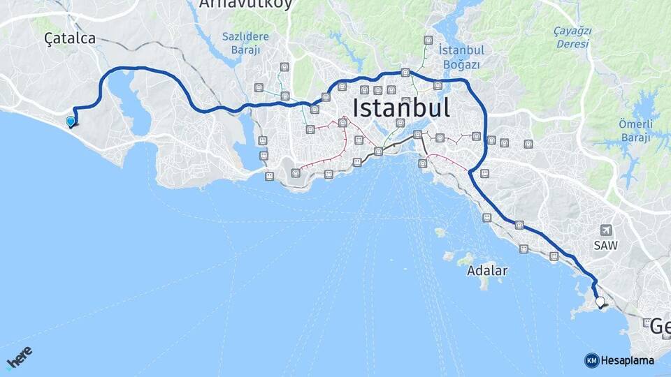 İstanbul Büyükçekmece Kumburgaz Tuzla Arası Kaç Km - Yol Haritası