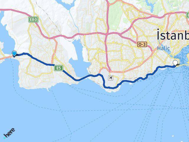 İstanbul Büyükçekmece Sultan Ahmet Fatih Arası Kaç Km - Yol Haritası