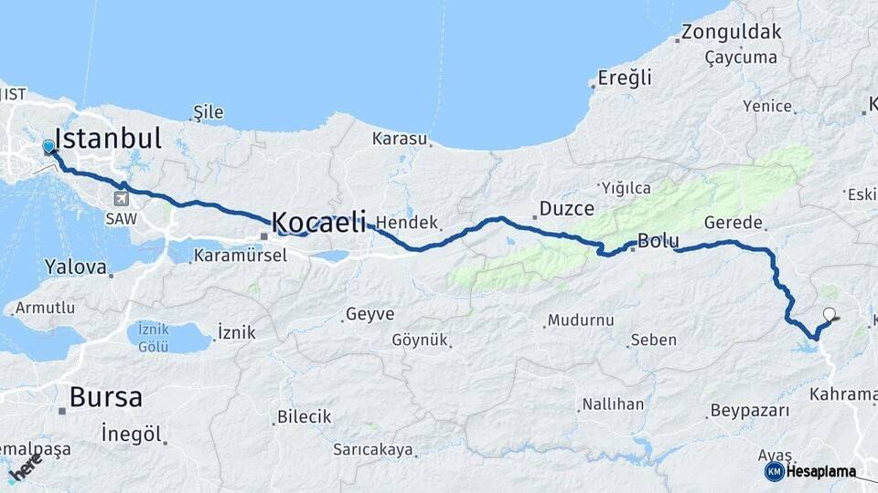 İstanbul Çamlıdere Ankara Arası Kaç Km - Yol Haritası
