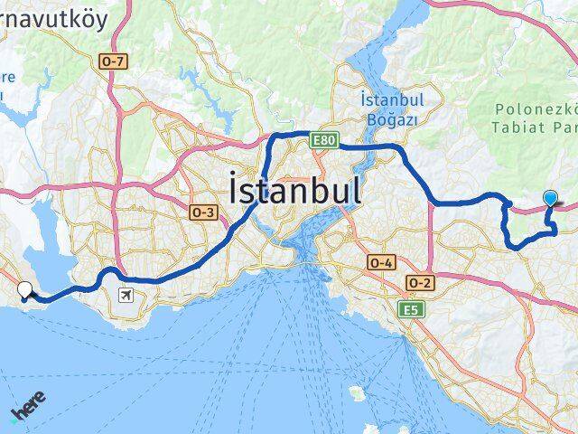 İstanbul Çekmeköy Alemdağ Avcılar Arası Kaç Km - Yol Haritası