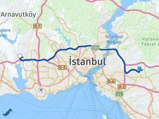 İstanbul Çekmeköy Altınşehir Başakşehir Arası Kaç Km - Yol Haritası