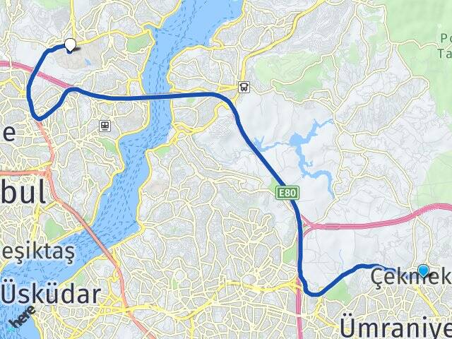 İstanbul Çekmeköy İstanbul Teknik Üniversitesi (İTÜ) Arası Kaç Km - Yol Haritası